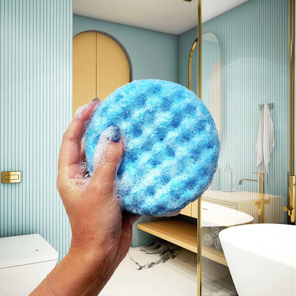 Bomb Cosmetics Body Buffer Soap Shower Sponge Mer-made For Blue Waters