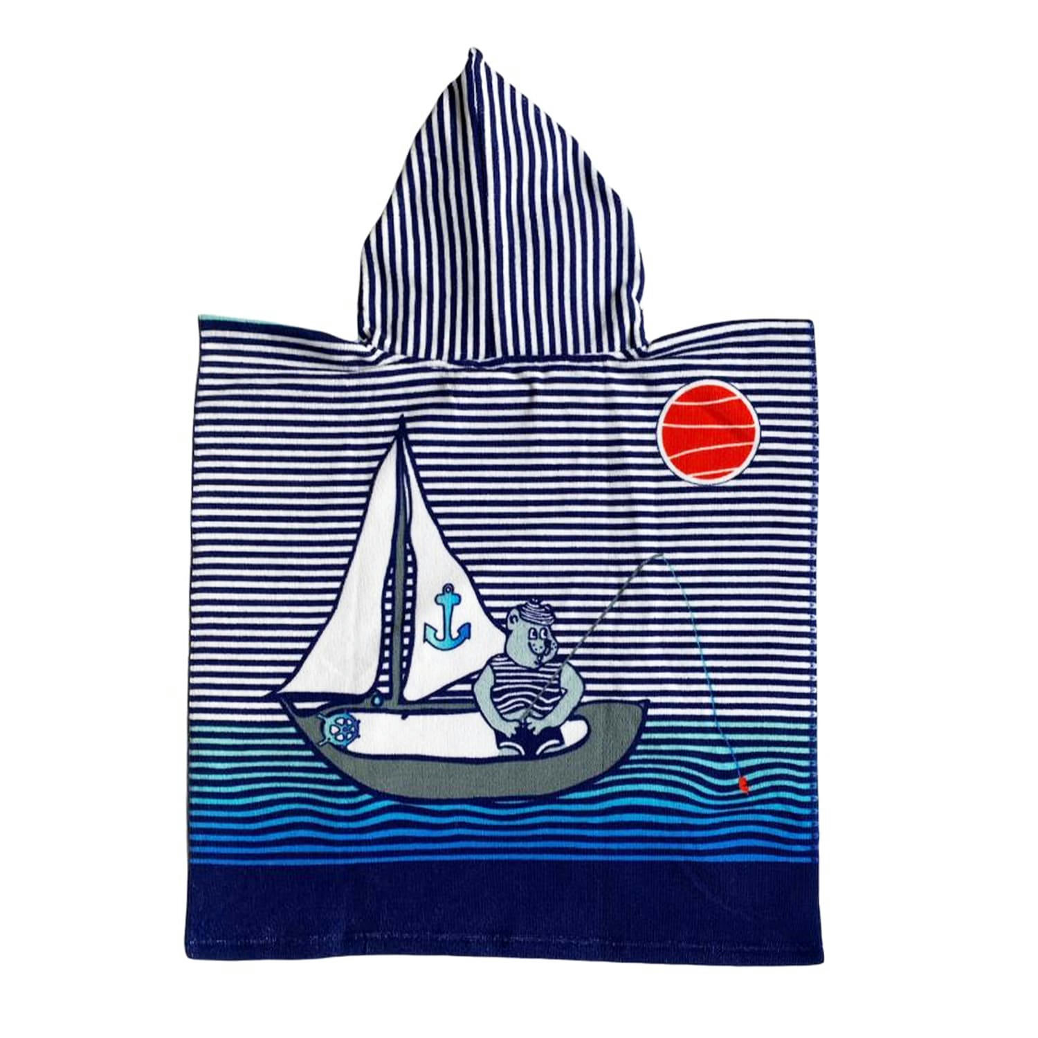 PONCHOS  PLAGE ENFANTS - Poncho microfibre enfant Teddy 60x120cm bleu