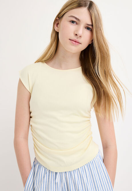 Older Girls Lemon Side Ruched T-Shirt