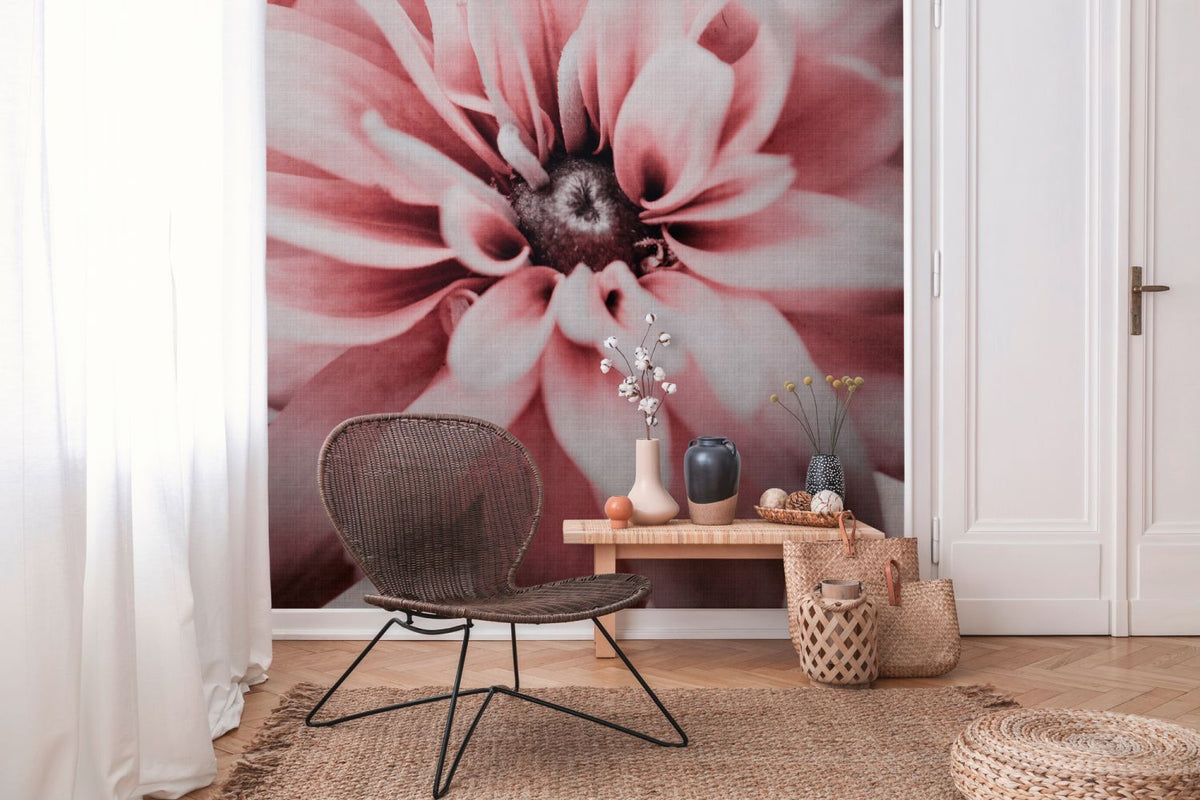 One Wall one Role fotobehang bloemmotief roze, wit en grijs - 371 x 280 cm - AS-382701