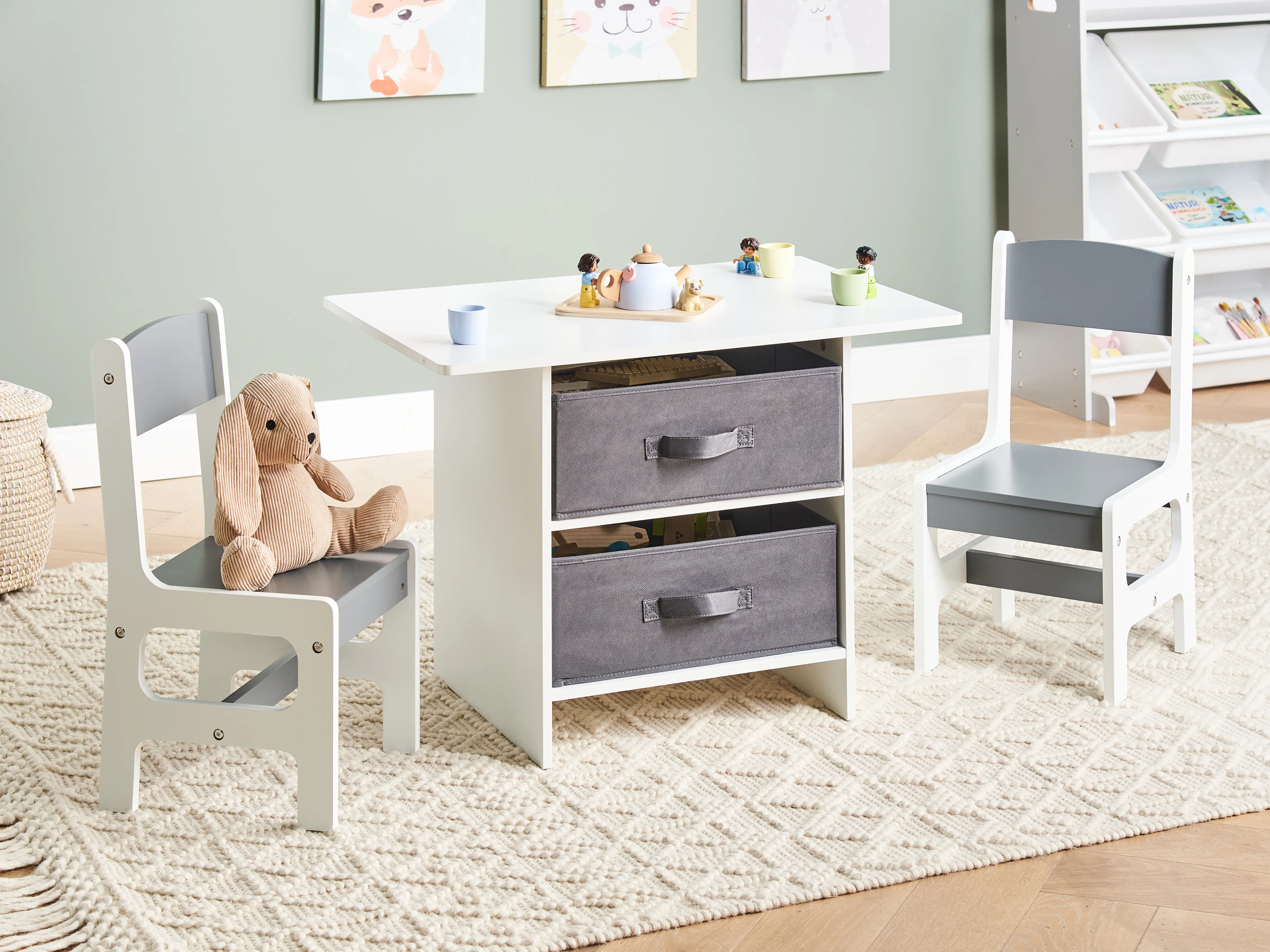 Kids Table with Chairs YALGOO White