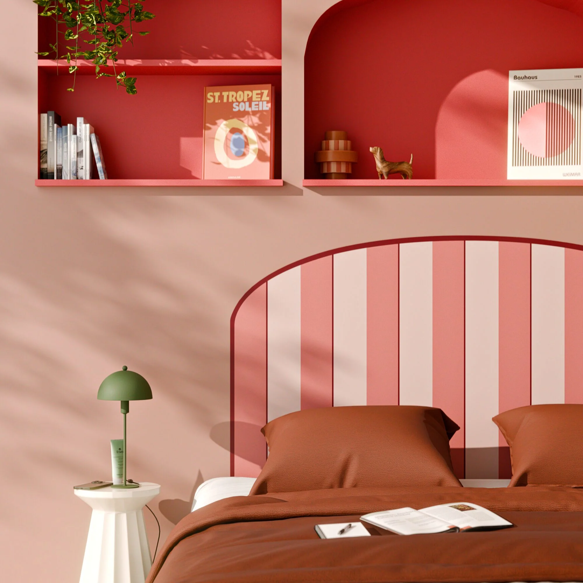 Papier peint intissé tête de lit LINA MATTINA rose macaron