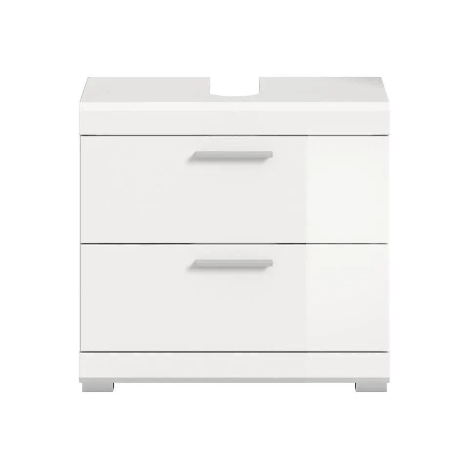 Hioshop Scout wastafel 2 deuren- 2 lades- 2 planken wit hoogglans- wit