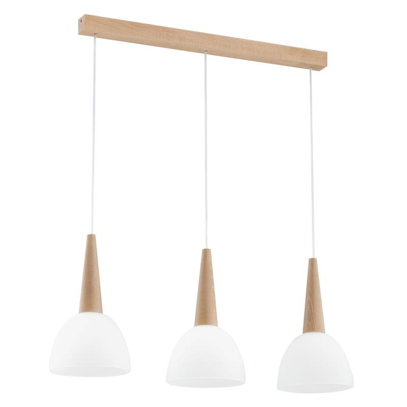 Lampa wisząca jasne drewno-biała BERA 3xE27x15W wym: 78x18x70 cm Alfa
