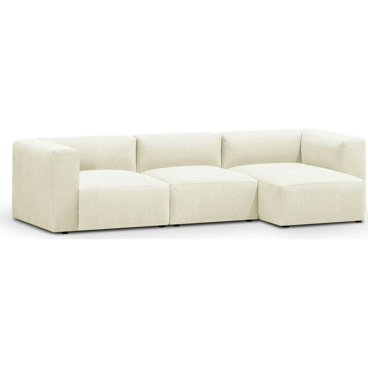 MODULO NEW - Canapé modulable angle droit 4 places en tissu ivoire