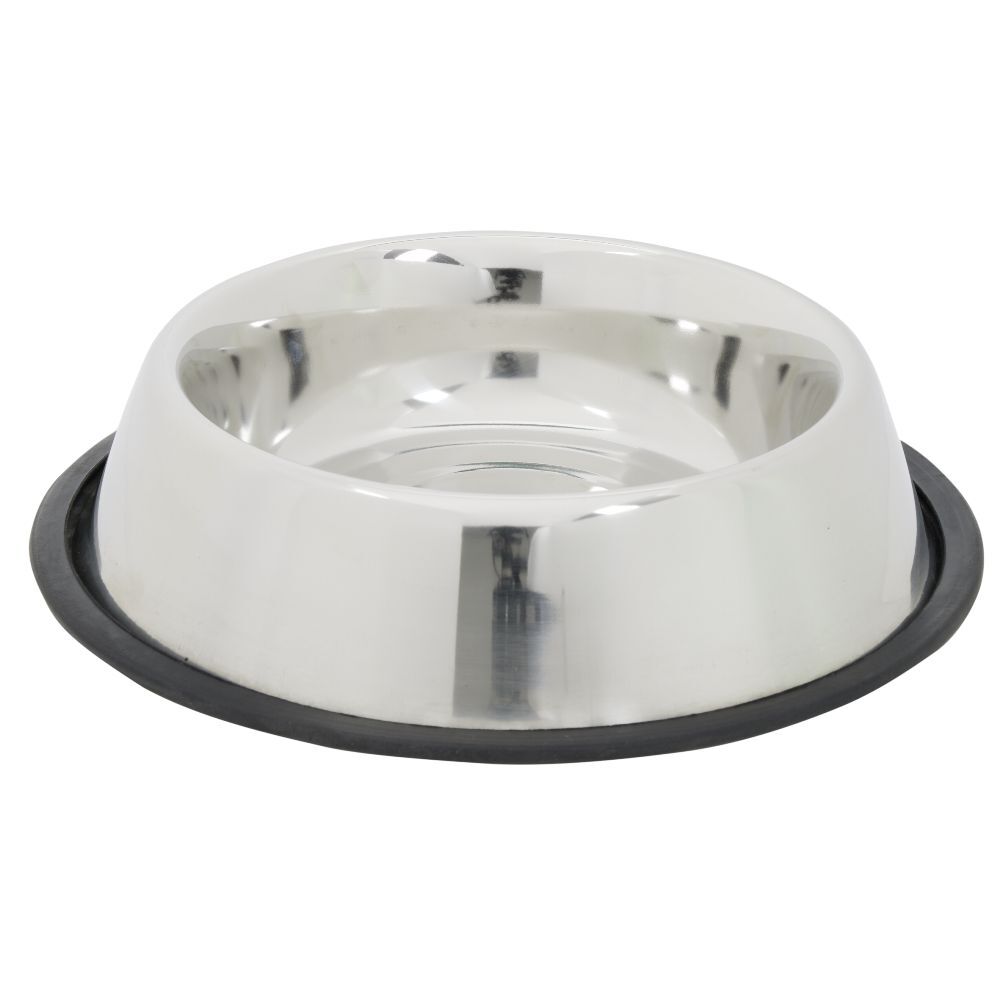 Gamelle ronde inox pour chien avec base antidérapante Ø23,3xH3,5cm