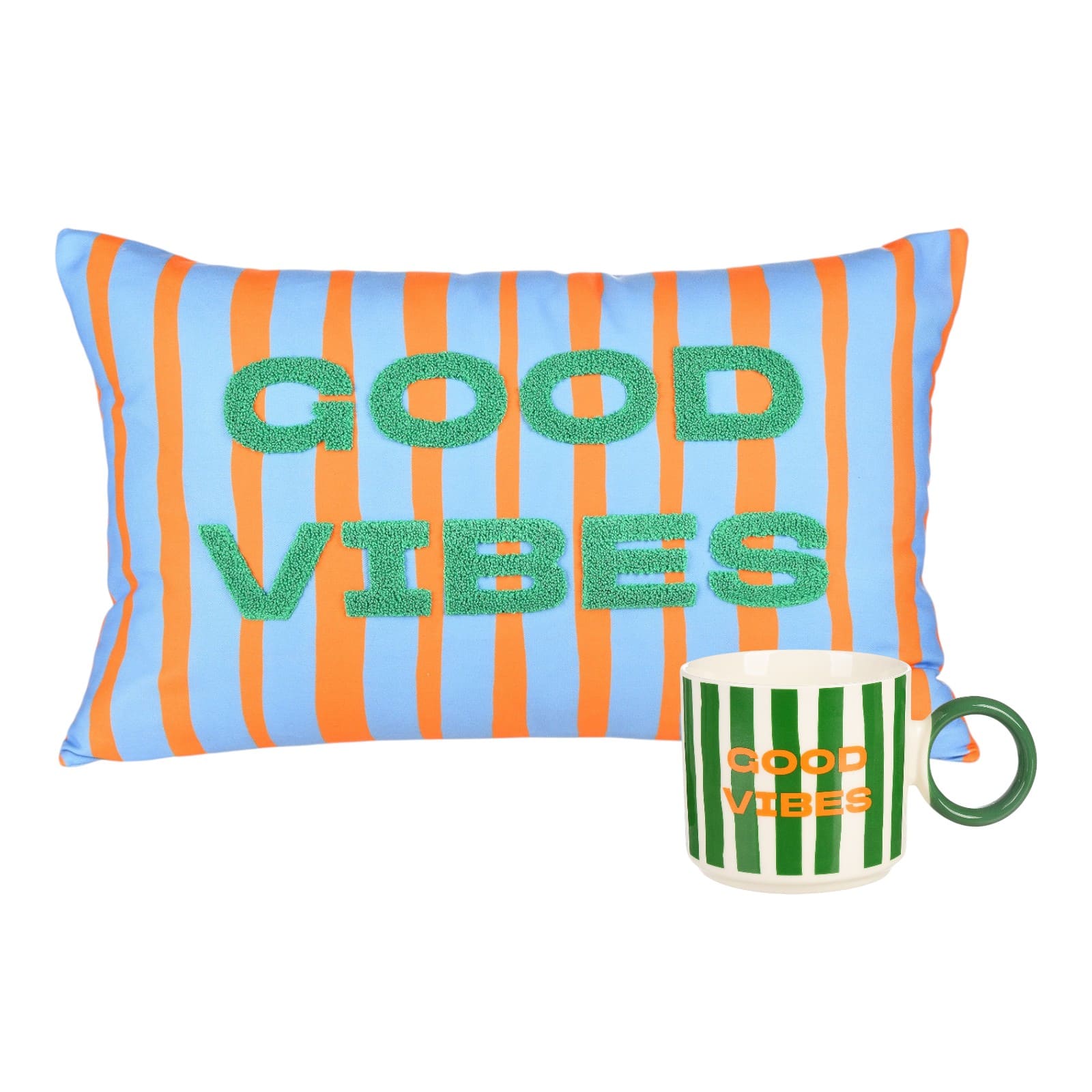 Kissenhülle & Tasse Good Vibes Bunt, 2 -tlg.