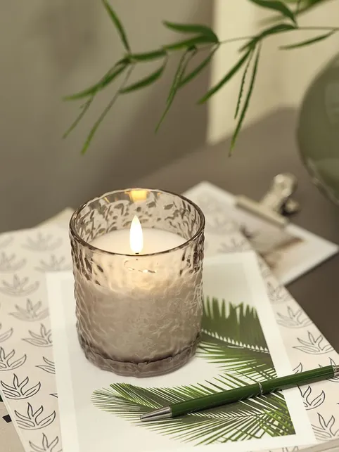 LED lys STEIN Ø8xH9 cm grå