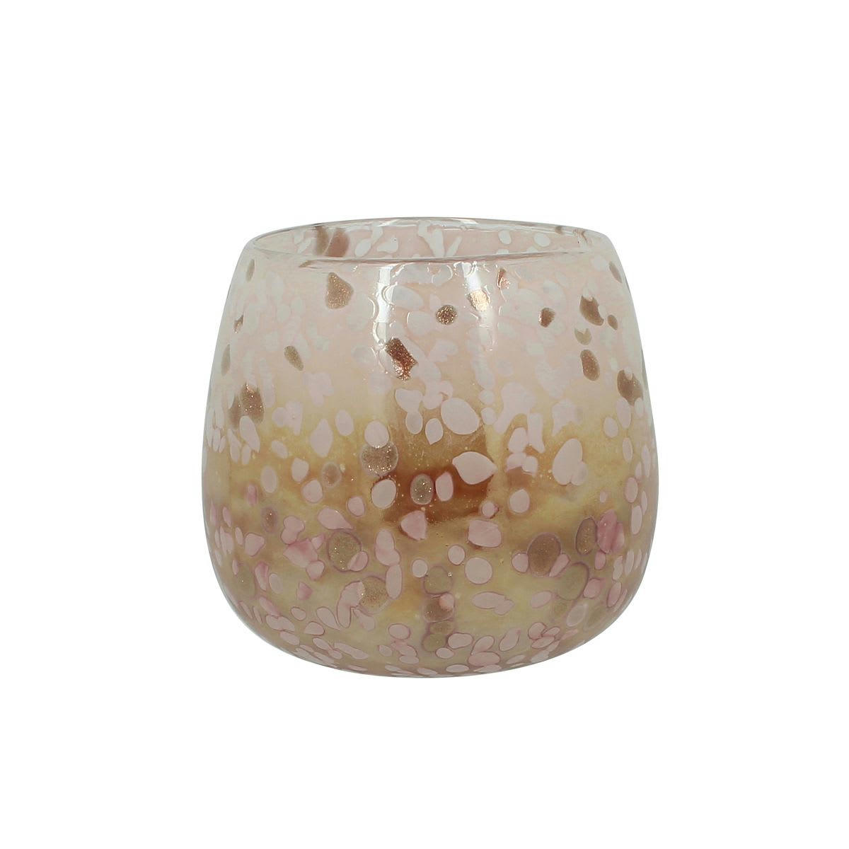 COPPRA - Pot rose poudré en verre soufflé h12cm