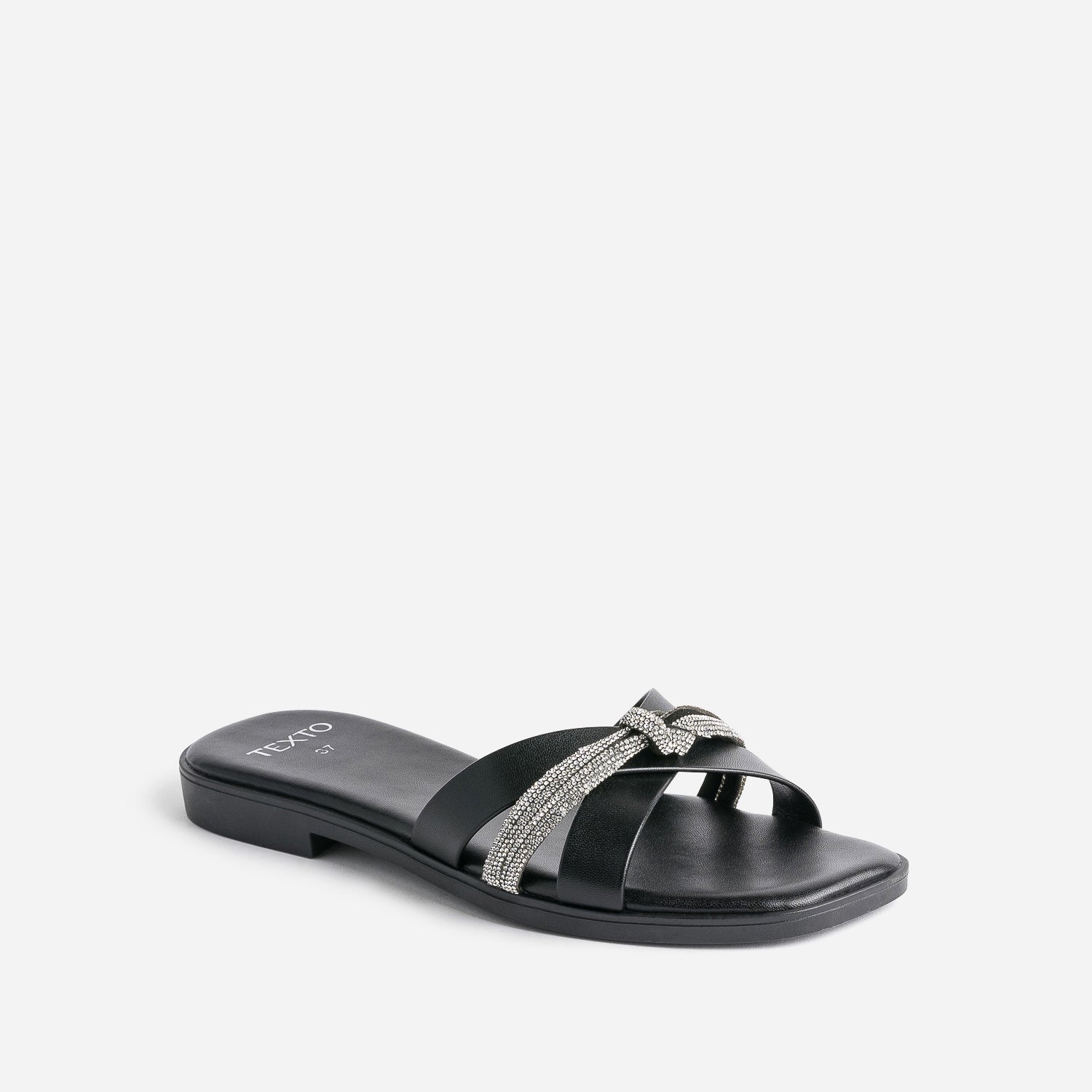 Mule noire à strass