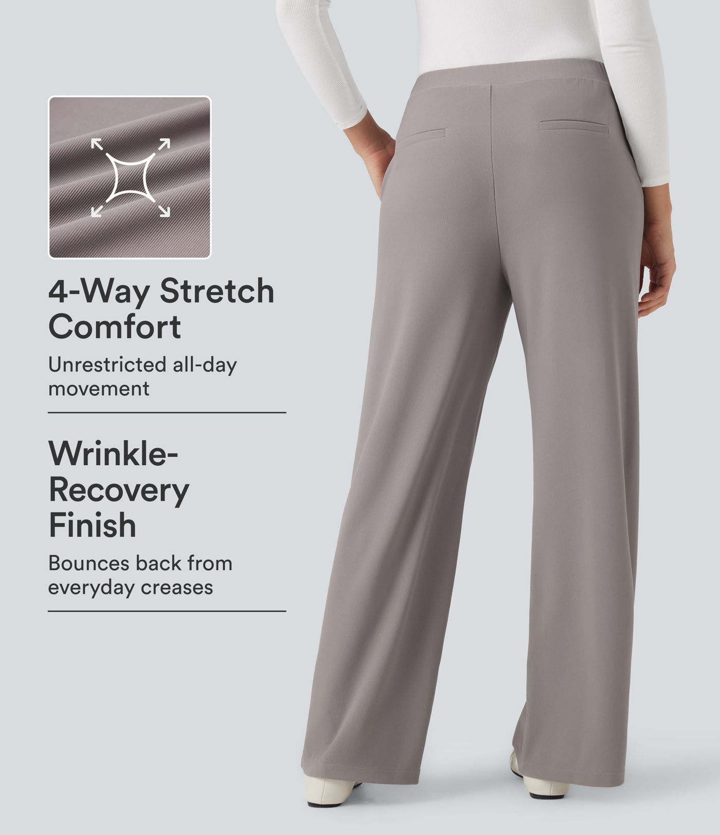 Pantalon tailleur baggy gaufré Halara Flex™ taille haute avec poches