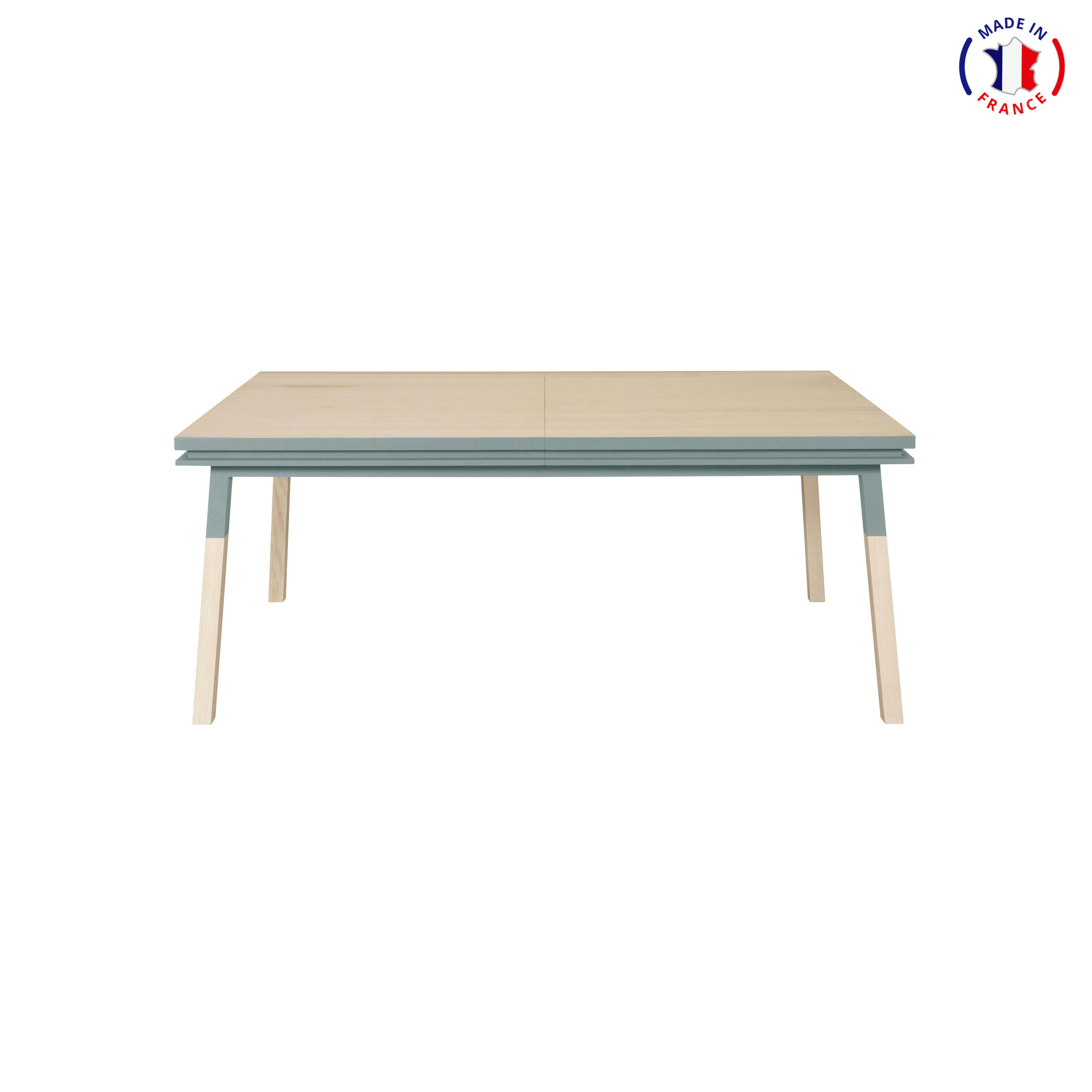 EGEE - Table 180x100 cm en frêne massif, 2 rallonges gris chocolat tanis