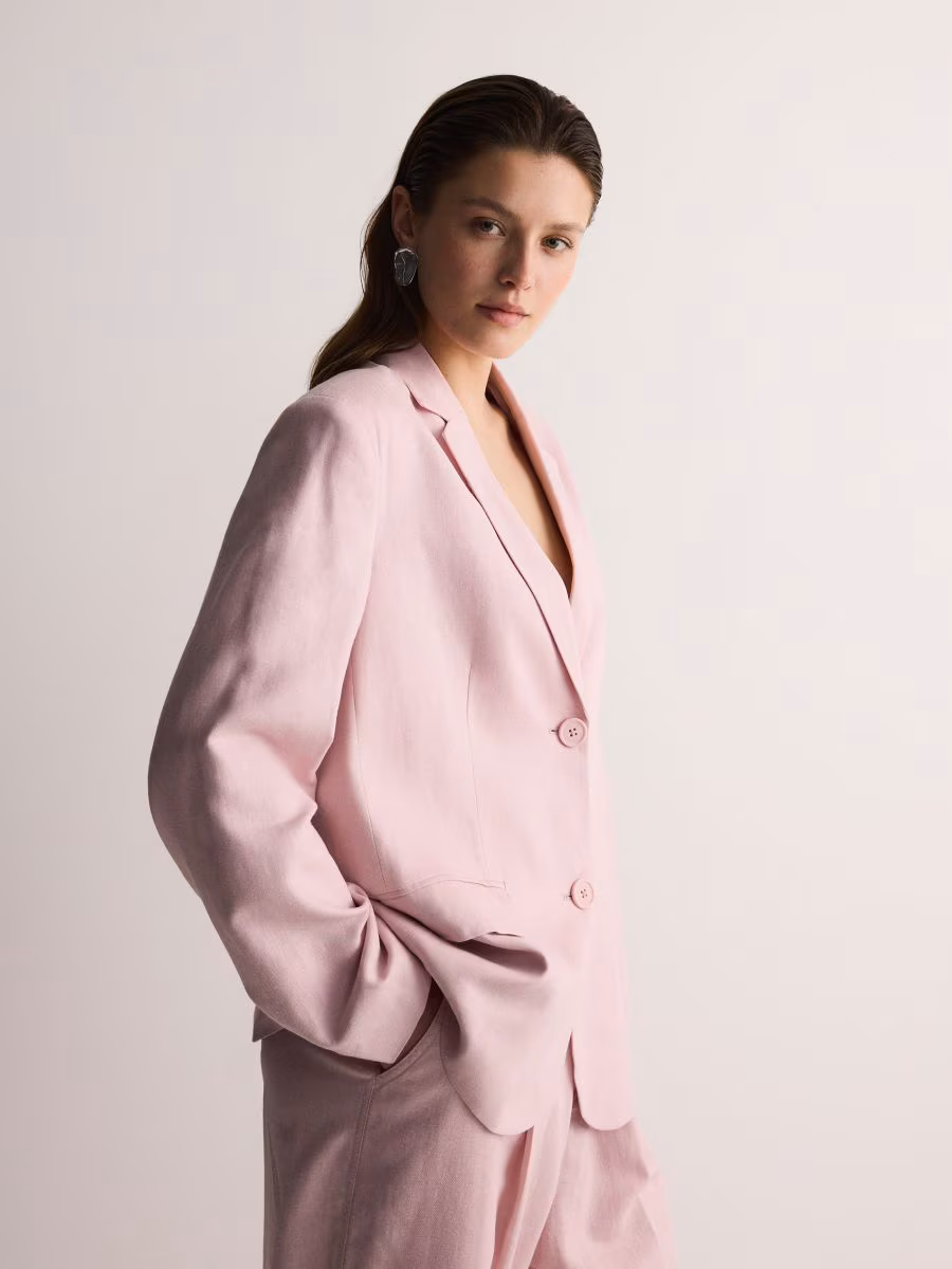 Linen Rich Blazer With Viscose Blend
