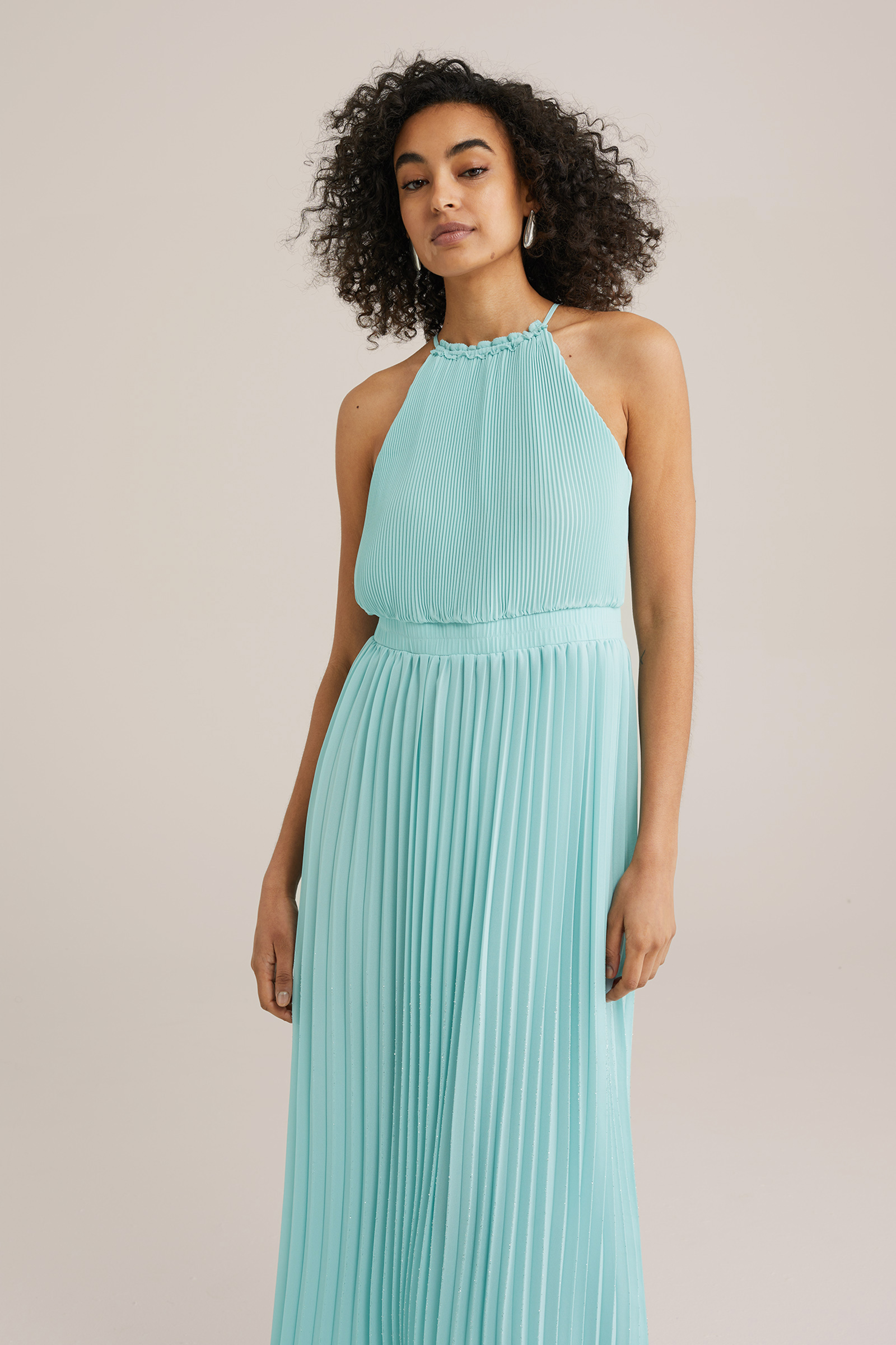 Dames Pliss&eacute; maxi-jurk