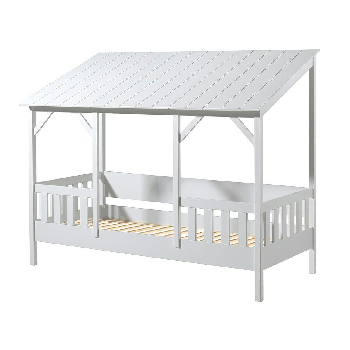LAKA - Lit  maison 90x200cm blanc avec sommier