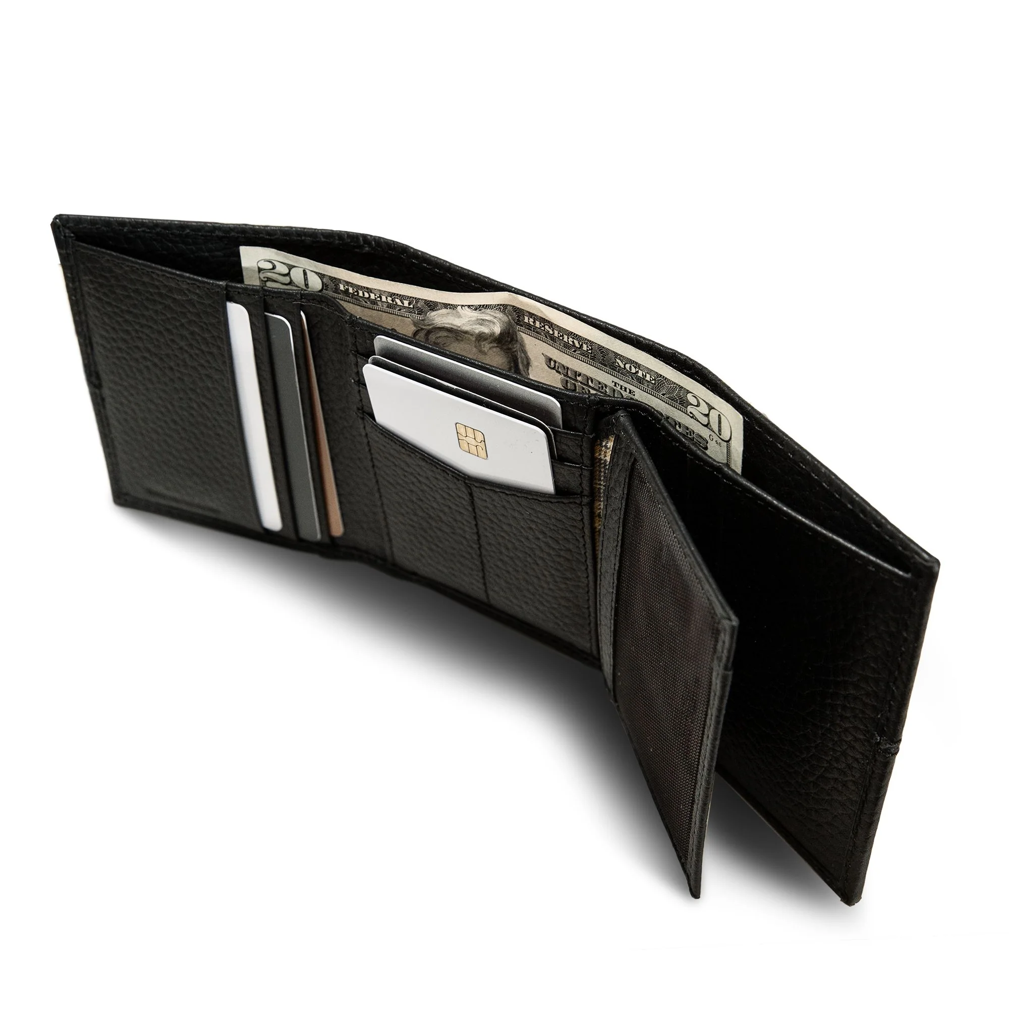 Extra Capacity Rugged Leather Trifold With Flip Id