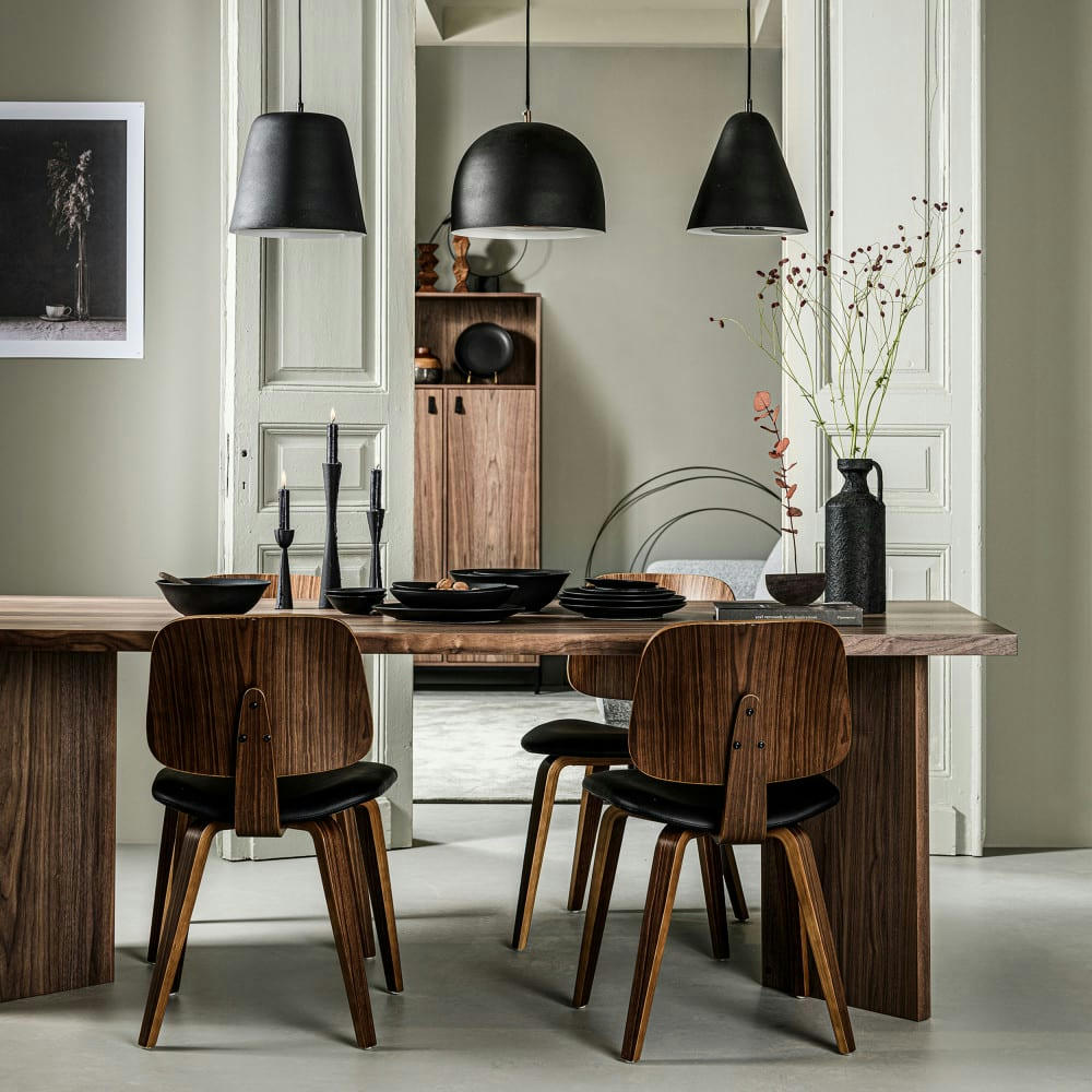 CLASSIC - Chaise en bois et simili bois foncé