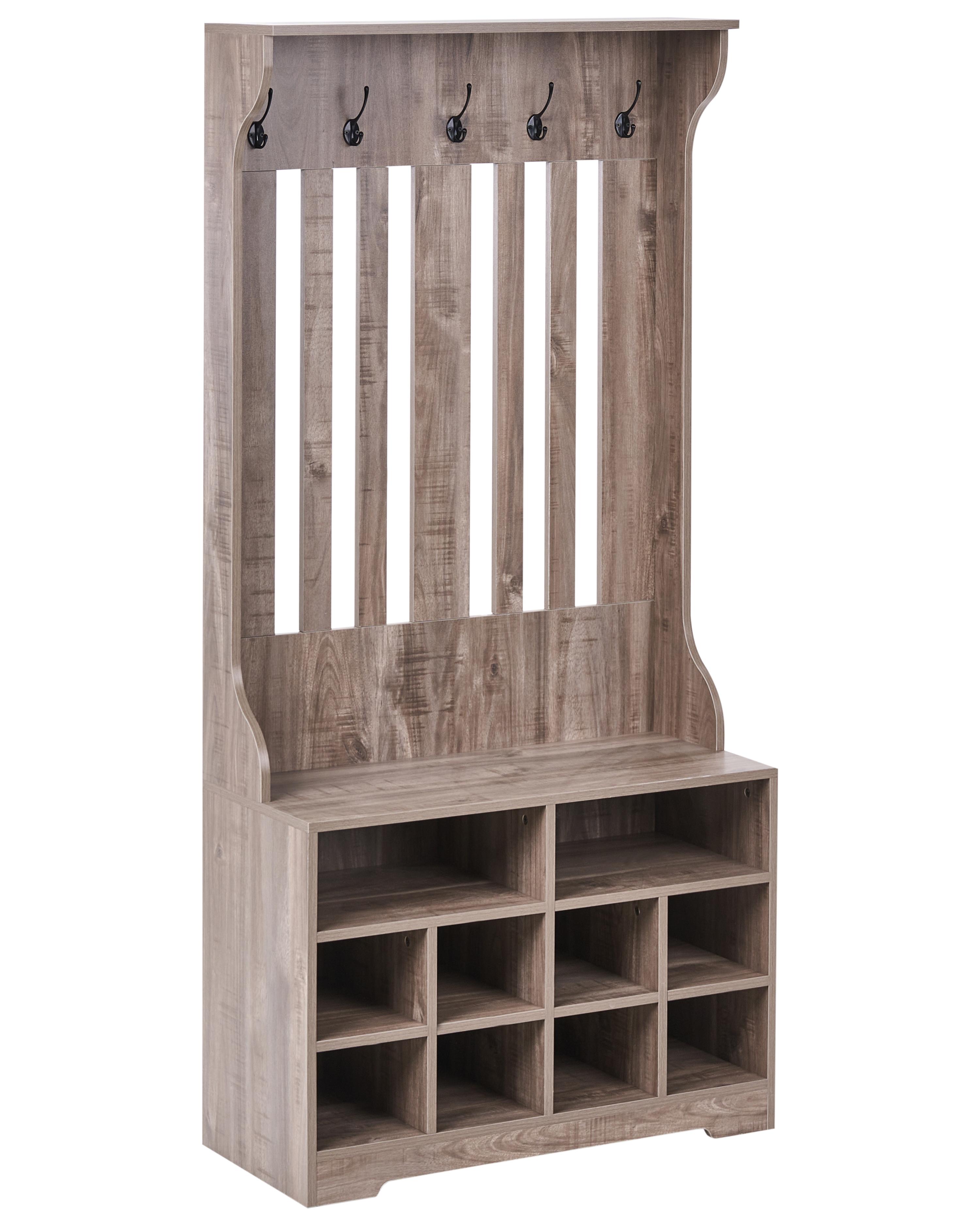 Shoe Storage with Coat Rack DENILIQUIM Dark Brown