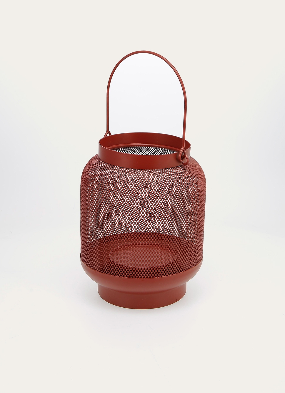 LANTERNE EN MÉTAL PERFORÉ ROUGE FONCE