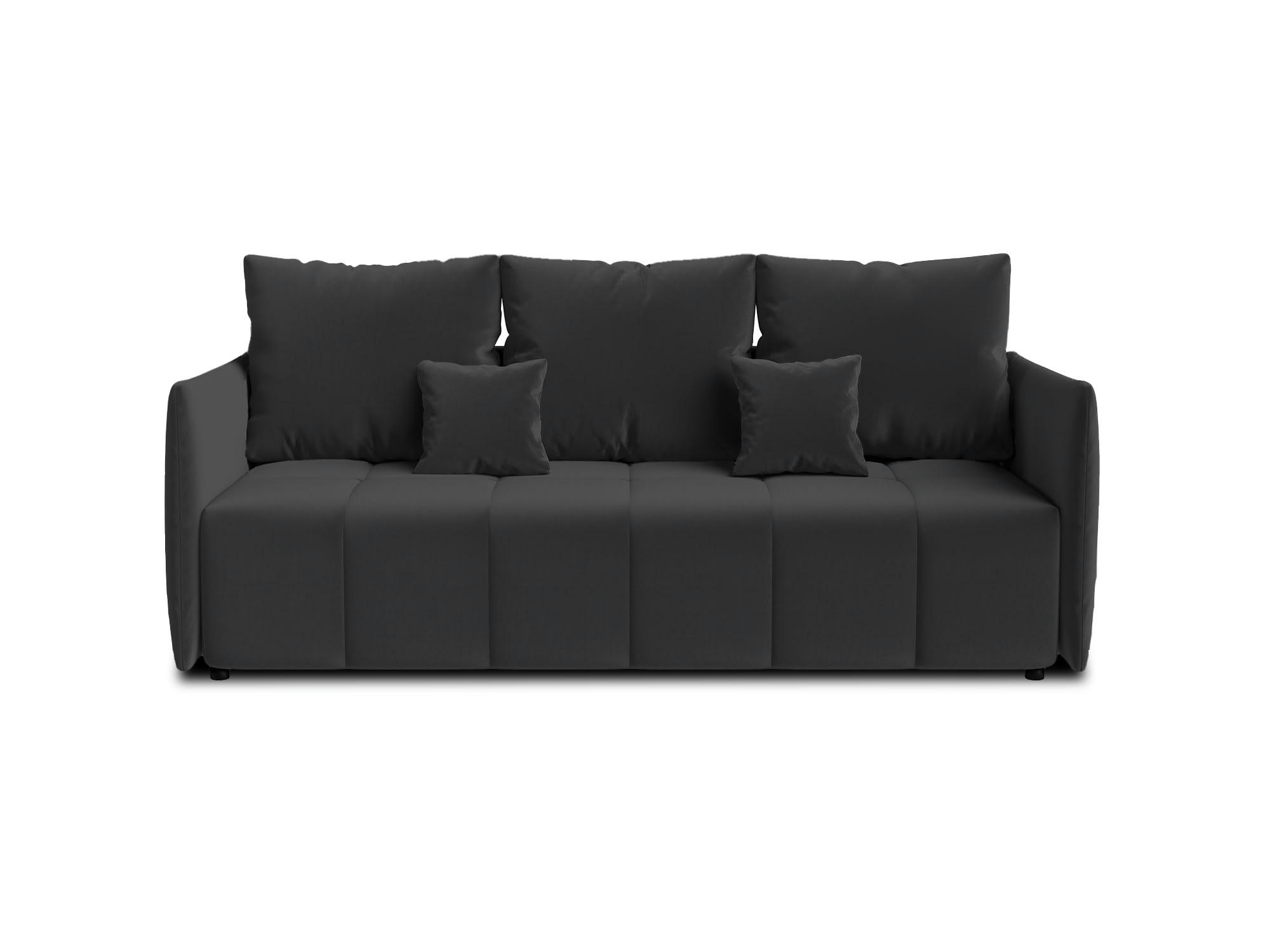 PETRA - Canapé droit convertible 3 places en velours gris foncé