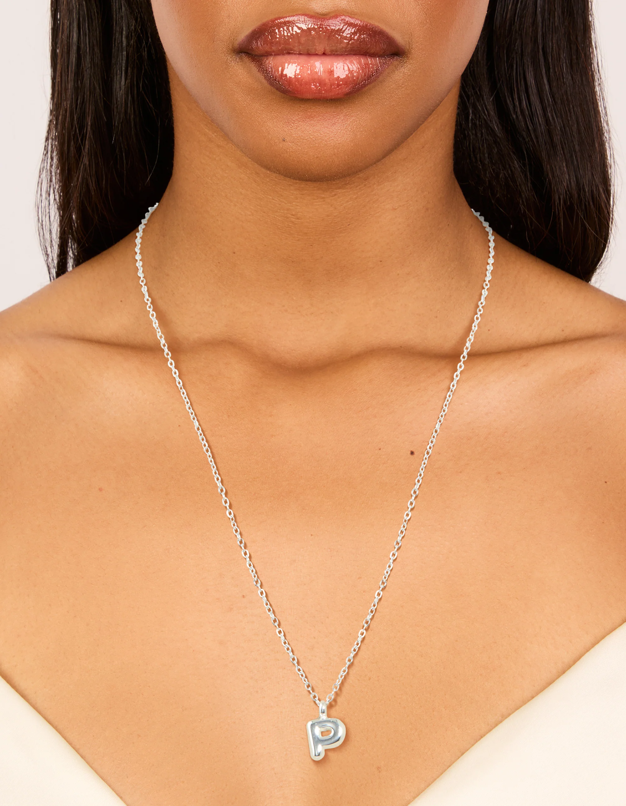 Waterproof Stainless Steel Mini Bubble Letter P Necklace