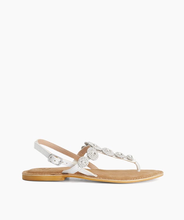 Liana White - Diamante Embellished Toe Post Flat Sandals