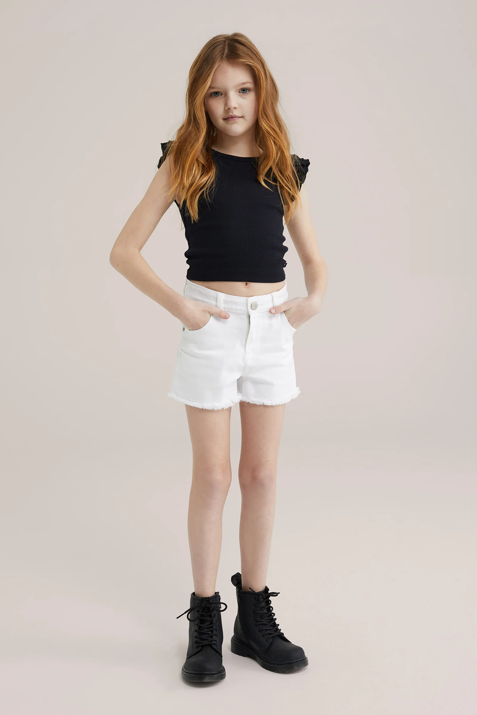 Meisjes cropped top met ruches