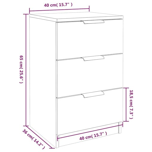 NNEVL Bedside Cabinets 2 pcs High Gloss White 40x36x65 cm