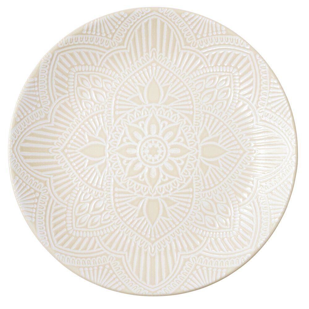 Assiette creuse ronde Sahara arabesque céramique beige Ø27cm