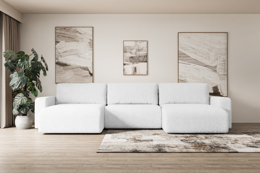 Narożnik z funkcją spania i pojemnikiem KLEEA-U - 347x143x83cm Biały