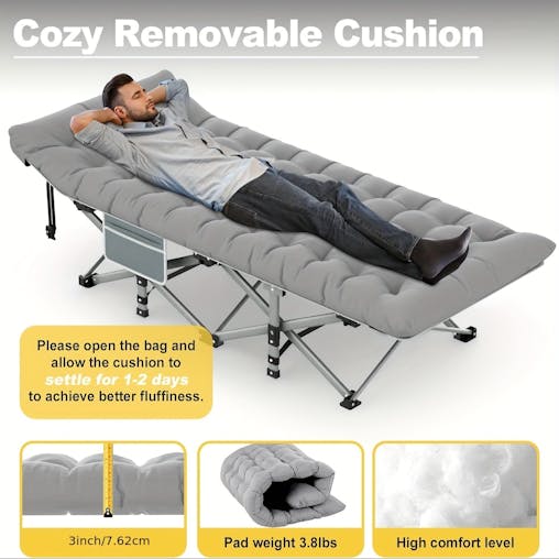 NNETM Folding Camp Cot with Mattress