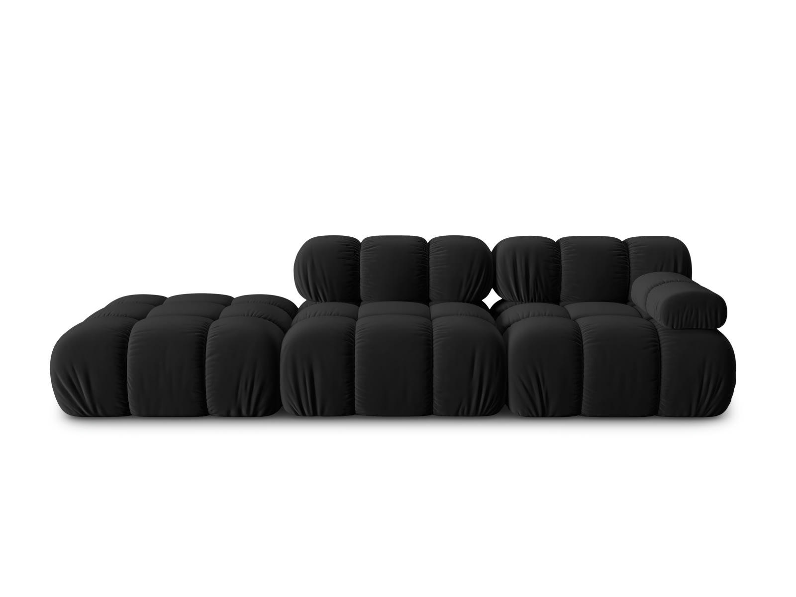 BELLIS - Canapé modulable gauche 4 places en tissu velours noir