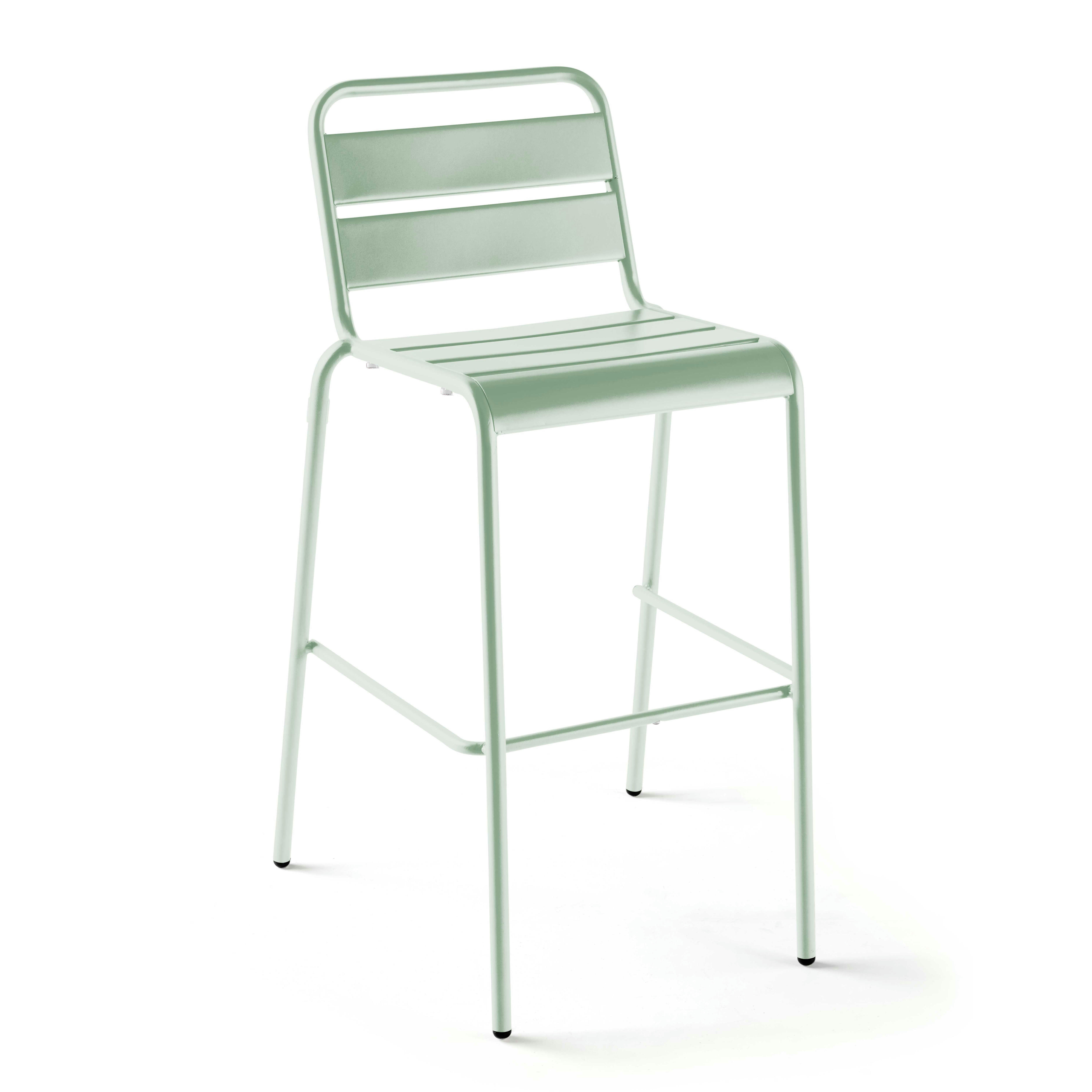 PALAVAS - Chaise haute en métal vert sauge