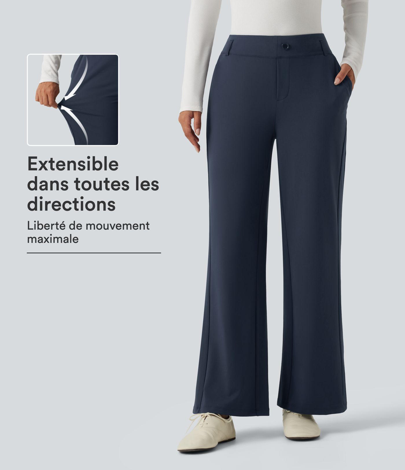 Pantalon de bureau flare Halara Flex™ DayStretch taille mi-haute avec poches