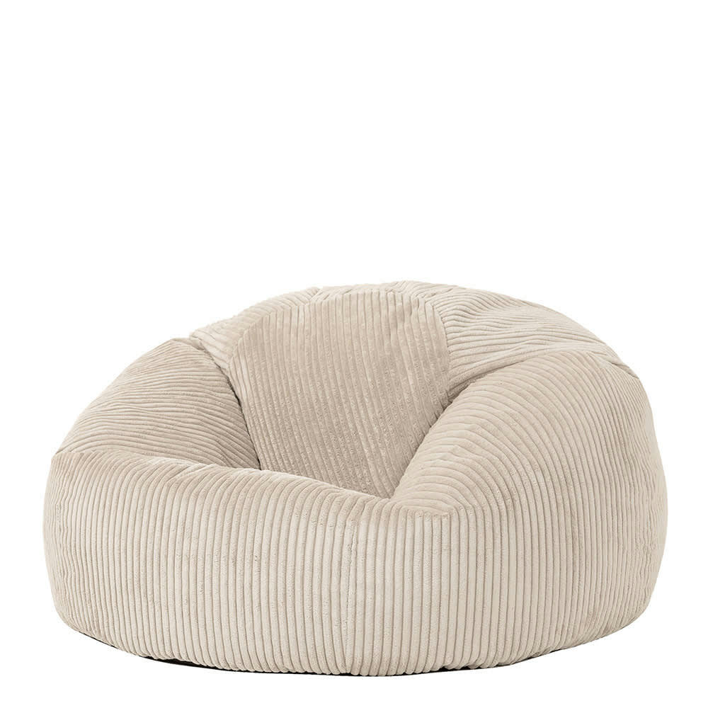 KINGSTON - Pouf velours côtelé beige galet