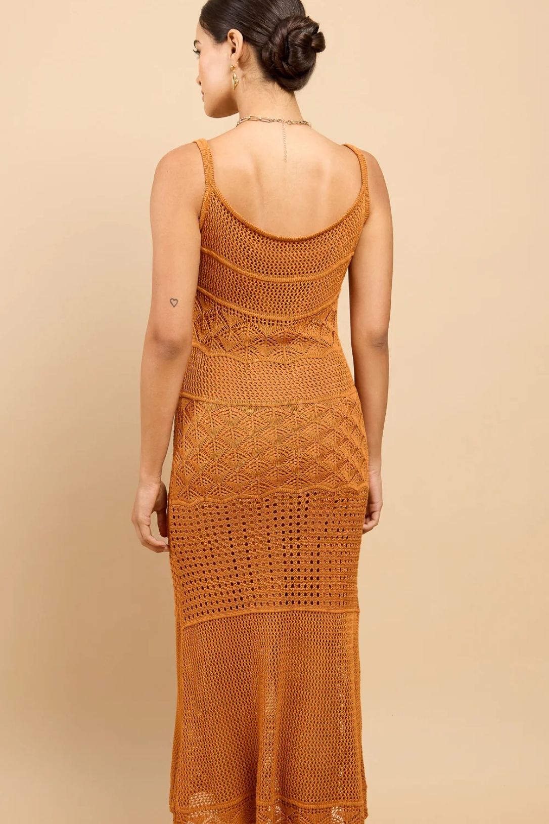 Little Mistress Brown Crochet Midaxi Dress