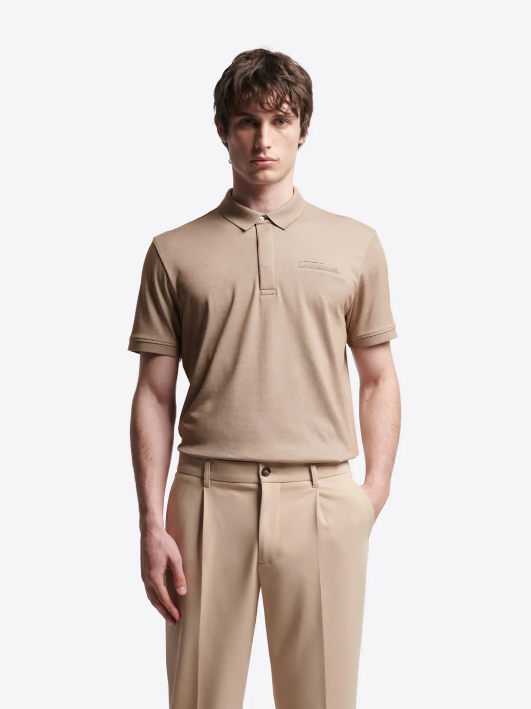 Polo col boutonné maille chinée