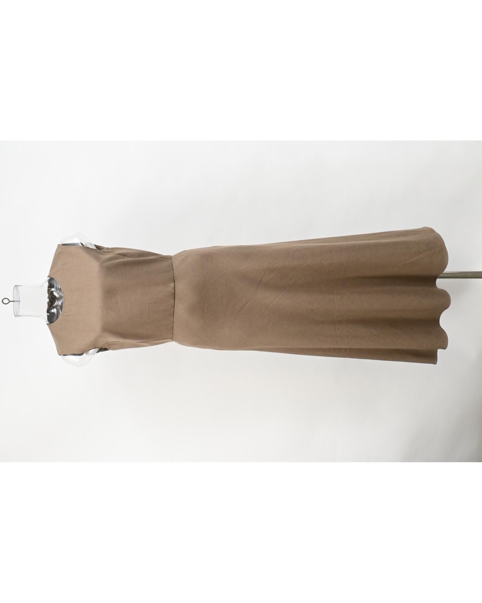 Max Mara Preloved ALine Midi Dress Sleeveless Wool Wo - Brown Maxi