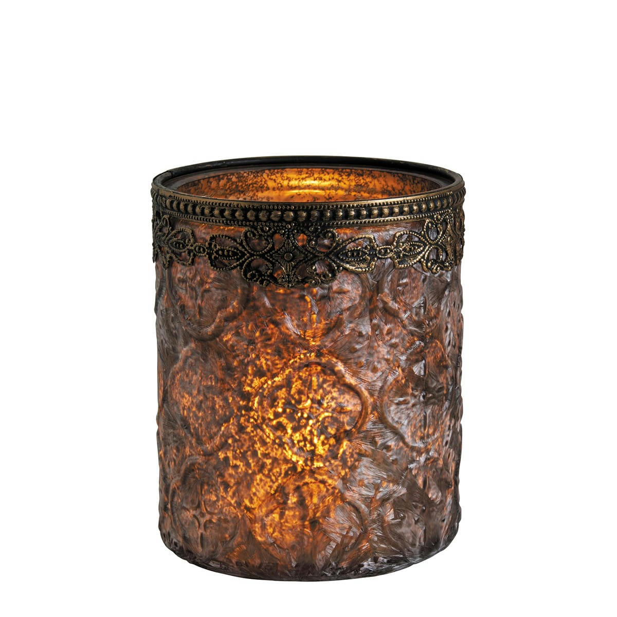 JARDIN D'HIVER - Photophore vase brun givré moyen modèle