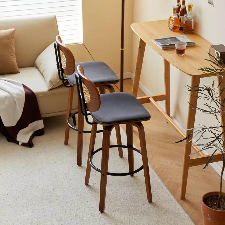 Set van 2 Barkrukken Hout Rotan