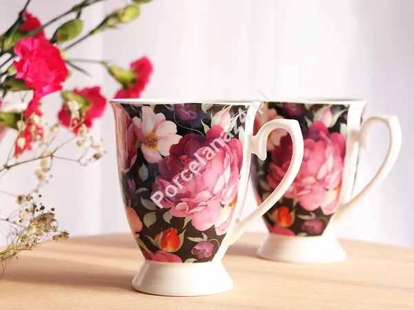 Komplet 2 kubków 0,34 L Duo -Spring roses black 15.SPR-B.K2K