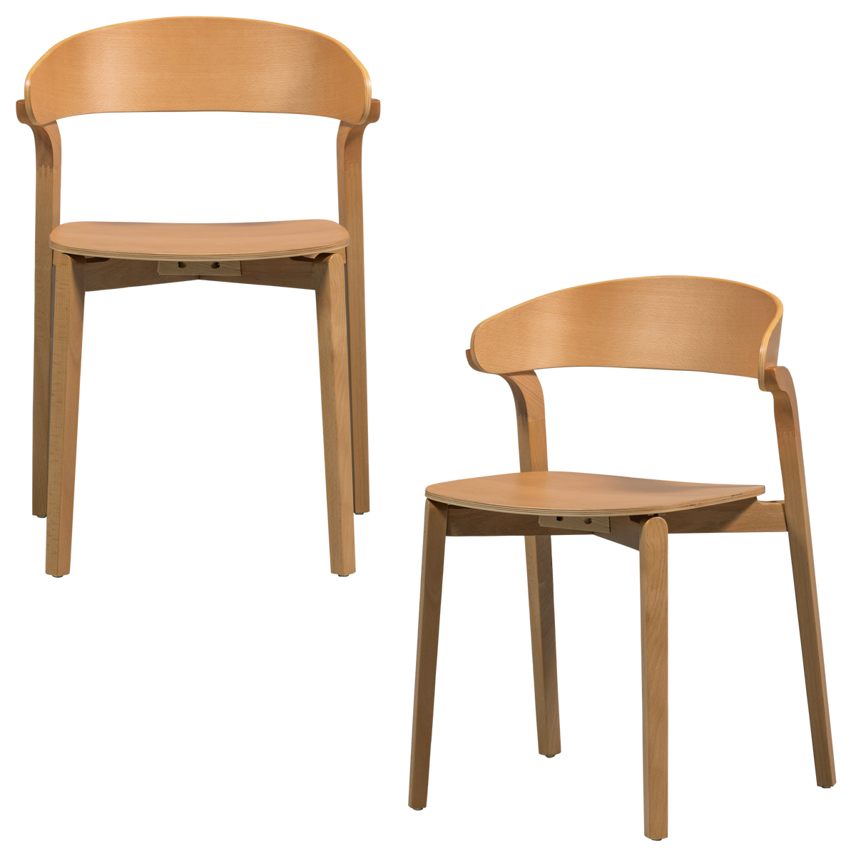 WOOOD eetkamerstoelen Cras - Naturel - Set van 2