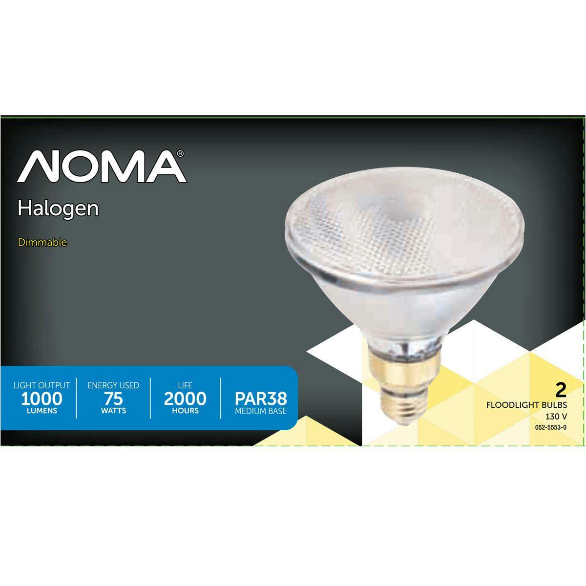 NOMA PAR38 E26 Base Dimmable Halogen Flood Light Bulbs, 2700K, 1000 Lumens, Soft White, 75W, 2-pk