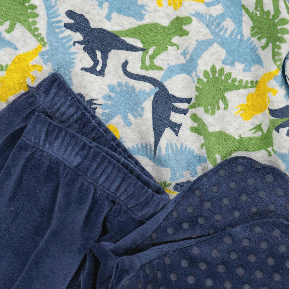 Pyjama avec pieds en velours motif dinosaures