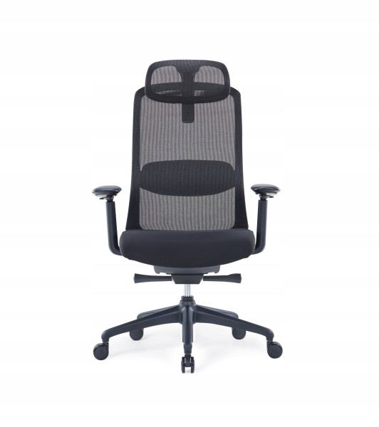 Ergonomiczny fotel biurowy BELMI V2 czarny siatka/tkanina