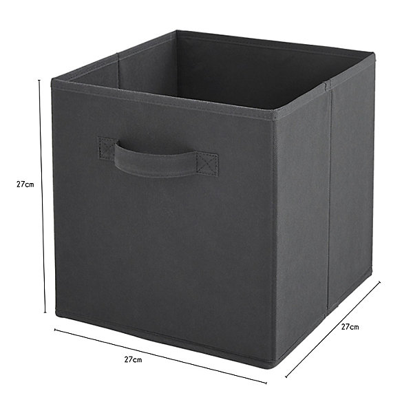 Lot de 12 paniers pliables en tissu gris anthracite 27 x 27 x 27 cm