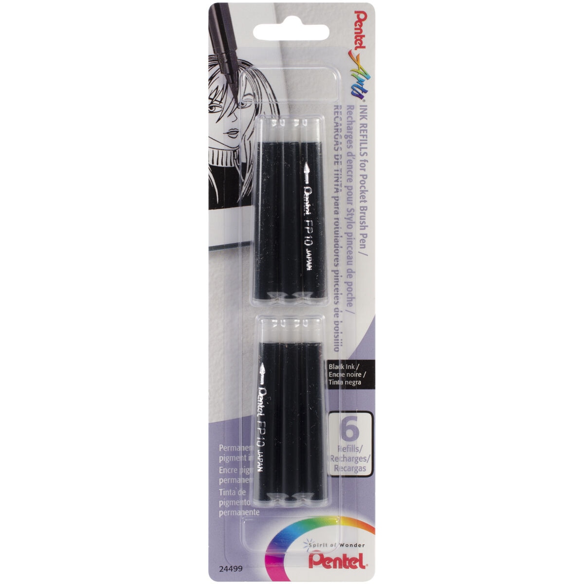 Pentel Pocket Brush Refills Black