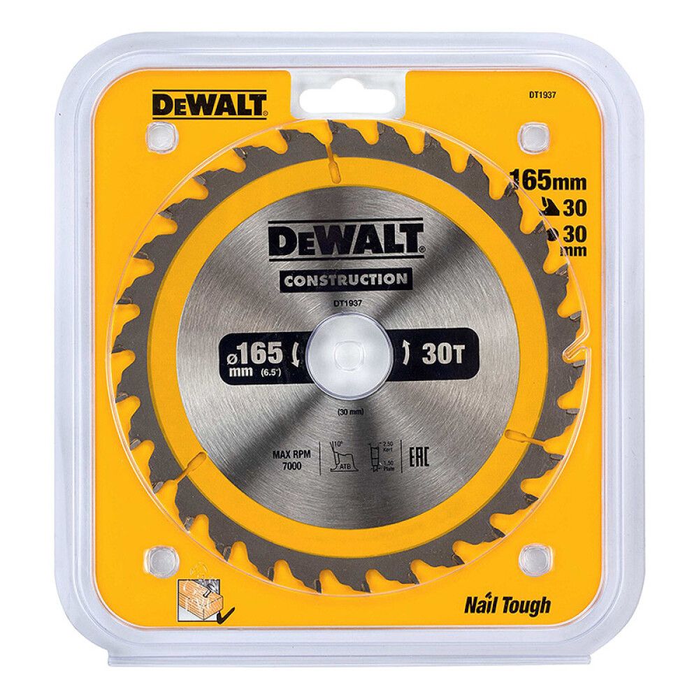 SIRKELSAGBLAD DEWALT DT1937-QZ CONSTRUCTION 165X30MM 30T