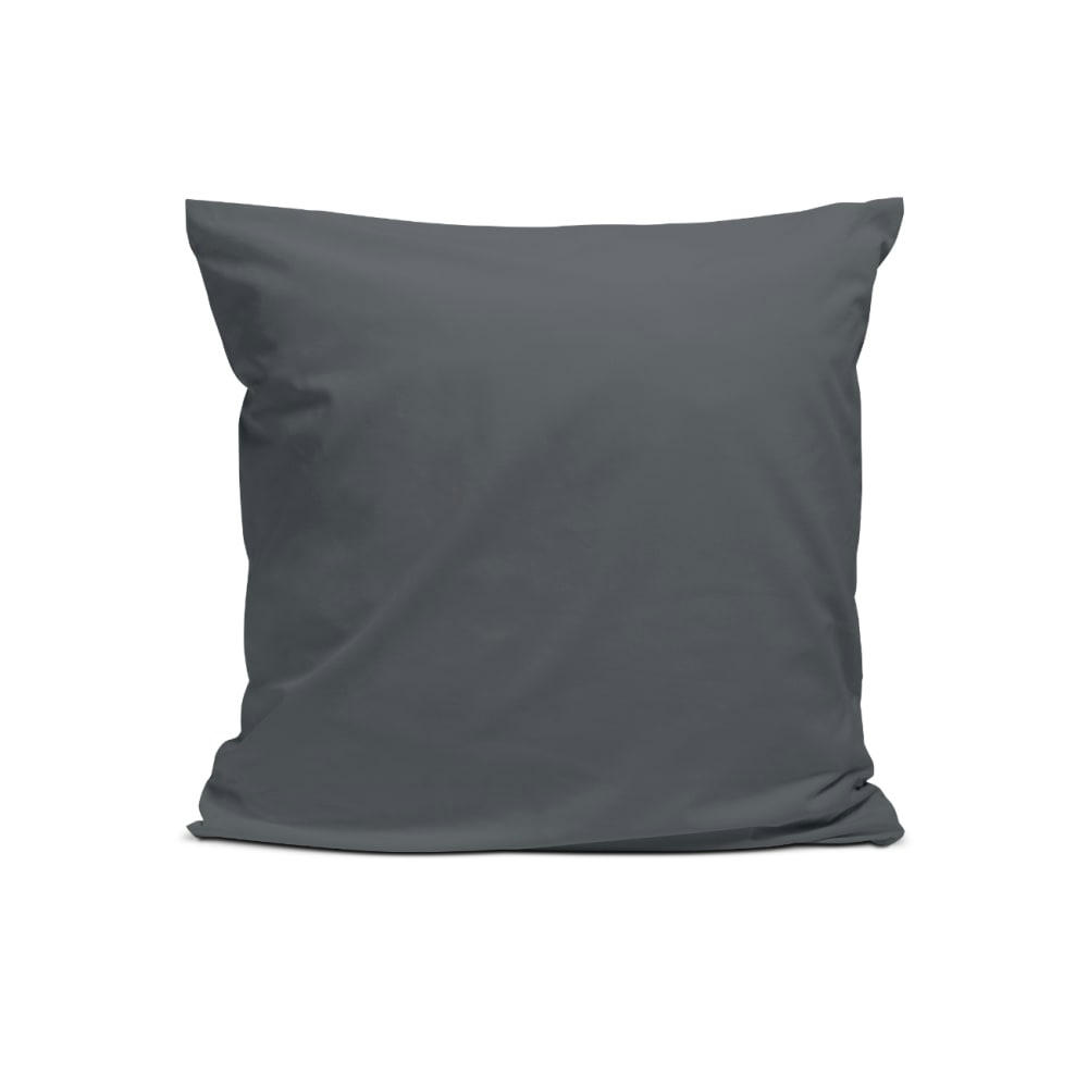 - Taie d'oreiller unie en percale de coton anthracite 65x65cm