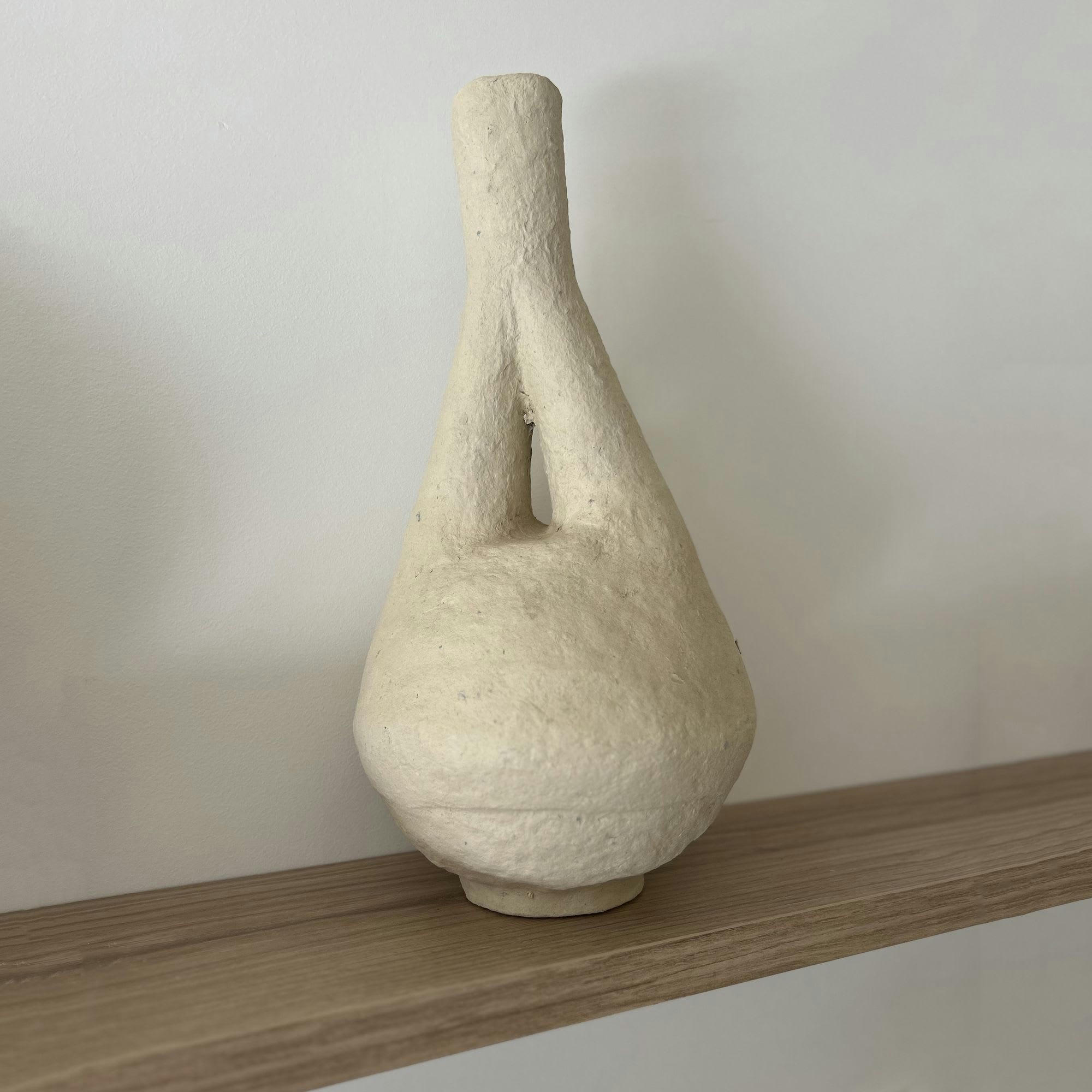 TENERE - Vase en papier maché écru